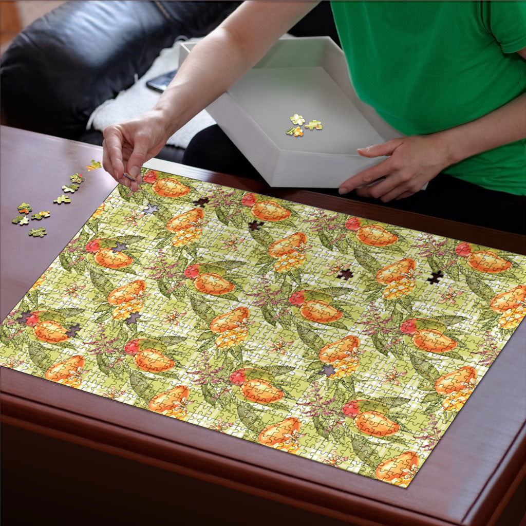 Vintage Hawaii Mango Puzzle Yellow Green Hawaiian Palaka