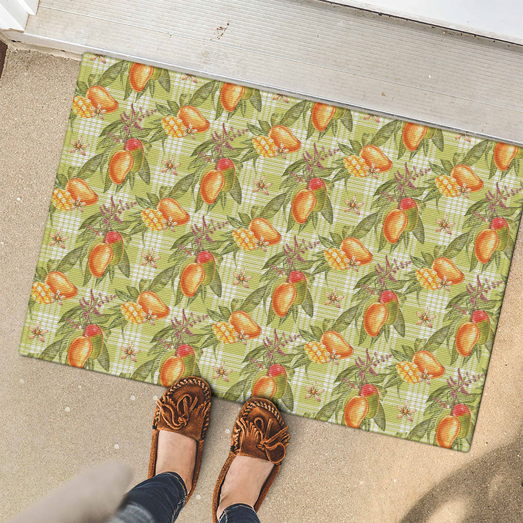 Vintage Hawaii Mango Rubber Doormat Yellow Green Hawaiian Palaka