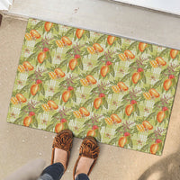 Vintage Hawaii Mango Rubber Doormat Yellow Green Hawaiian Palaka