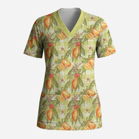 Vintage Hawaii Mango Scrub Top Yellow Green Hawaiian Palaka