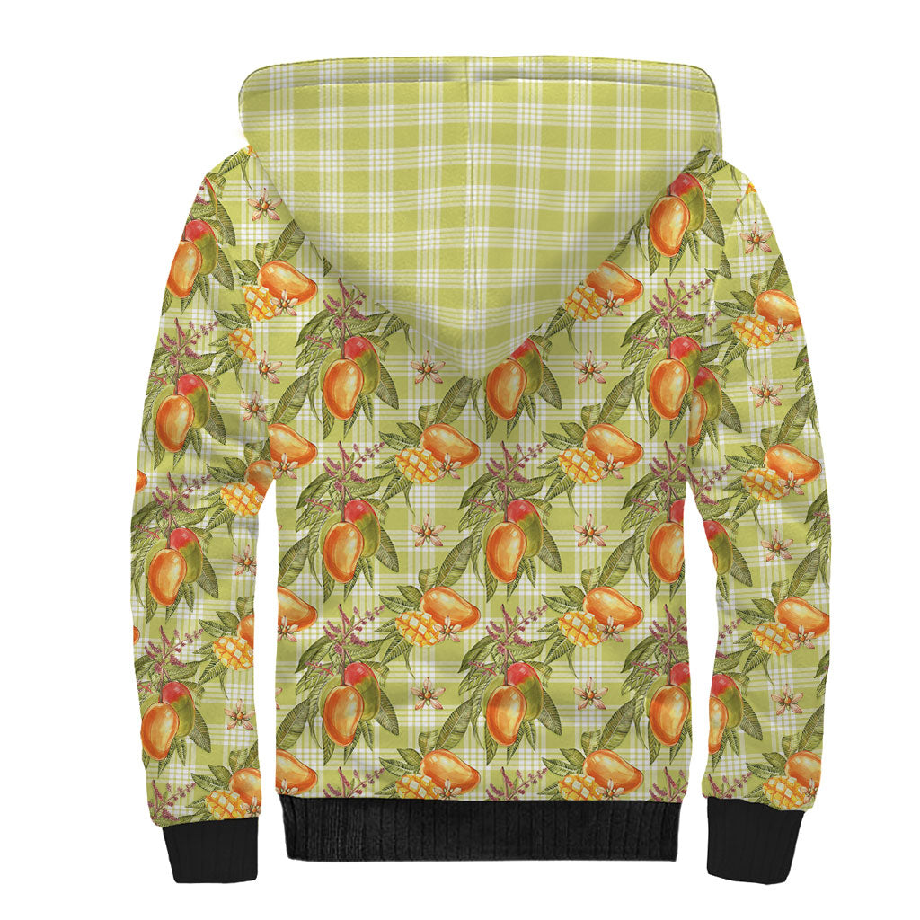 Vintage Hawaii Mango Sherpa Hoodie Yellow Green Hawaiian Palaka