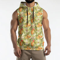 Vintage Hawaii Mango Sleeveless Hoodie Yellow Green Hawaiian Palaka