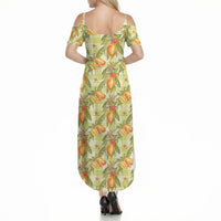 Vintage Hawaii Mango Summer Maxi Dress Yellow Green Hawaiian Palaka