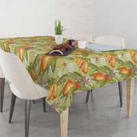 Vintage Hawaii Mango Tablecloth Yellow Green Hawaiian Palaka