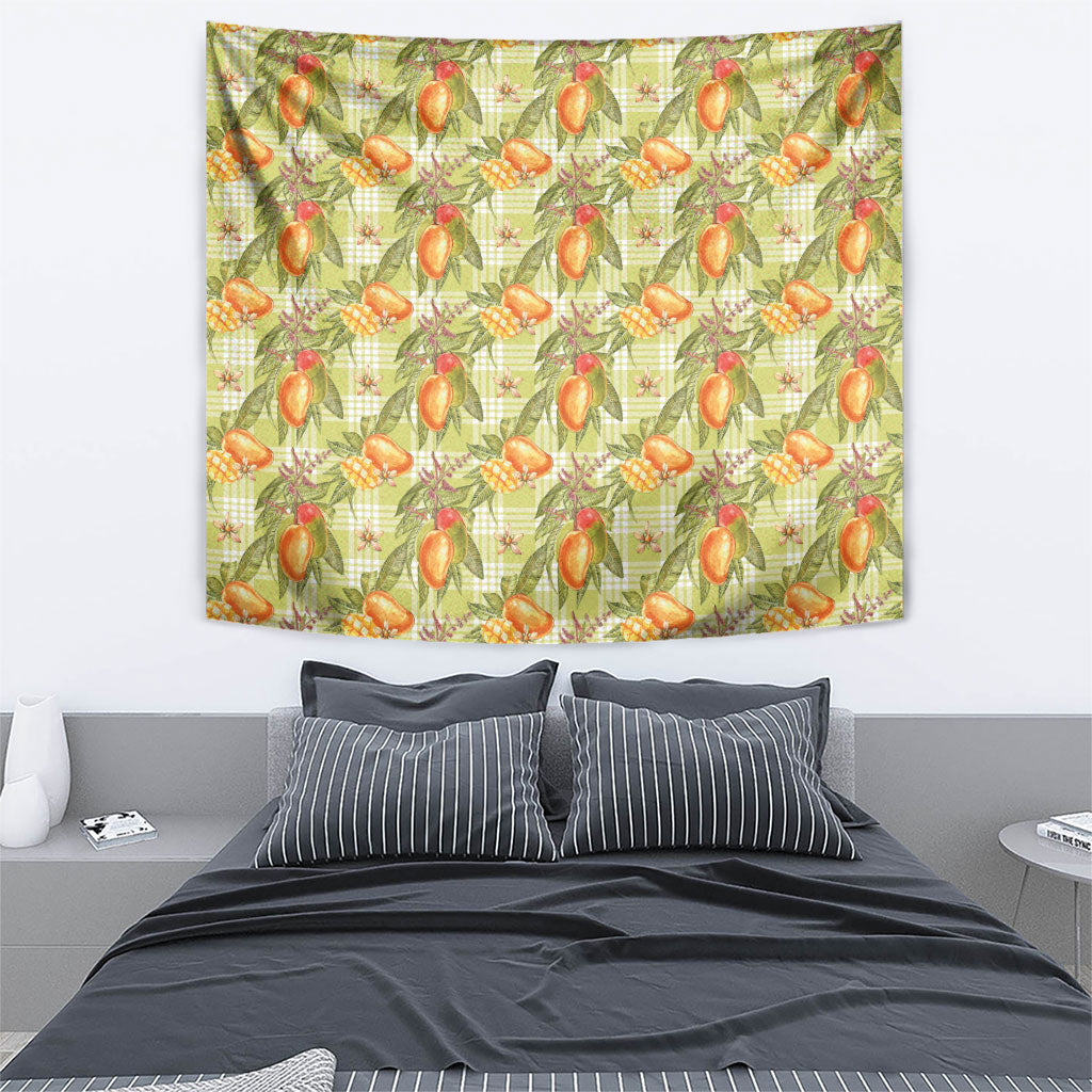 Vintage Hawaii Mango Tapestry Yellow Green Hawaiian Palaka