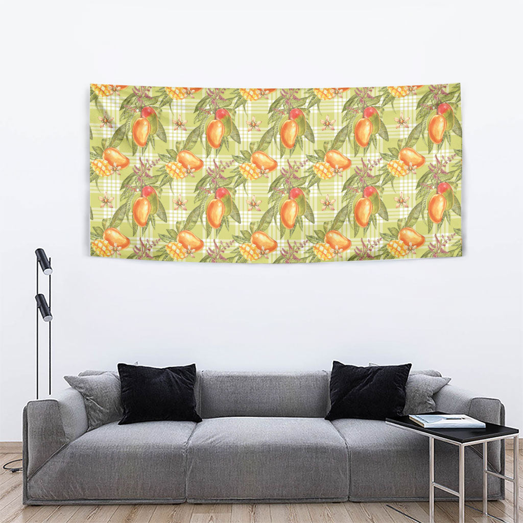 Vintage Hawaii Mango Tapestry Yellow Green Hawaiian Palaka