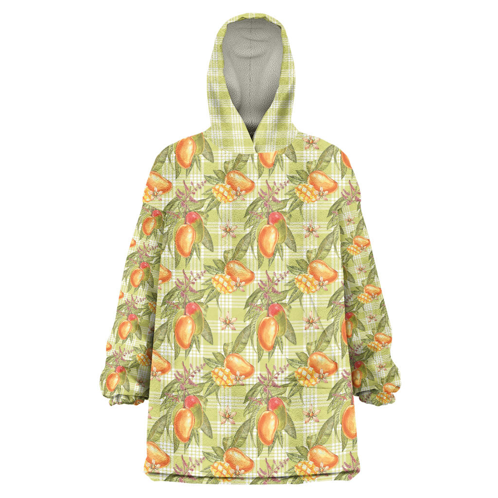 Vintage Hawaii Mango Wearable Blanket Hoodie Yellow Green Hawaiian Palaka
