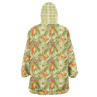 Vintage Hawaii Mango Wearable Blanket Hoodie Yellow Green Hawaiian Palaka