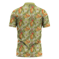 Vintage Hawaii Mango Zipper Polo Shirt Yellow Green Hawaiian Palaka