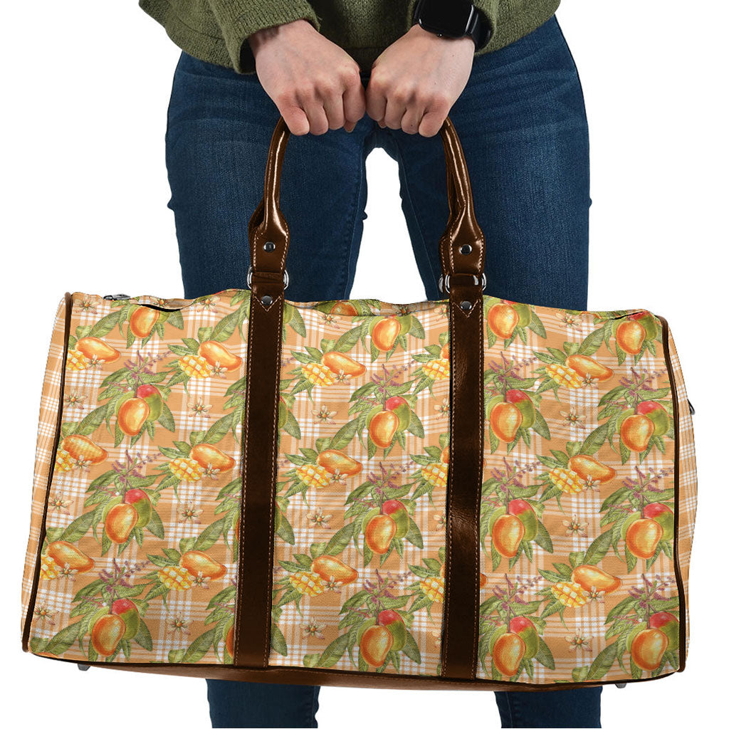 Vintage Hawaii Mango Travel Bag Coral Hawaiian Palaka
