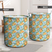 Vintage Hawaii Mango Laundry Basket Blue Hawaiian Palaka