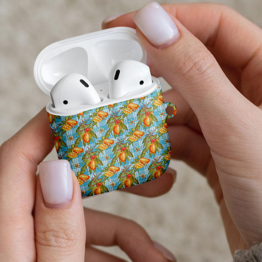 Vintage Hawaii Mango AirPods Case Blue Hawaiian Palaka