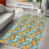 Vintage Hawaii Mango Area Rug Blue Hawaiian Palaka