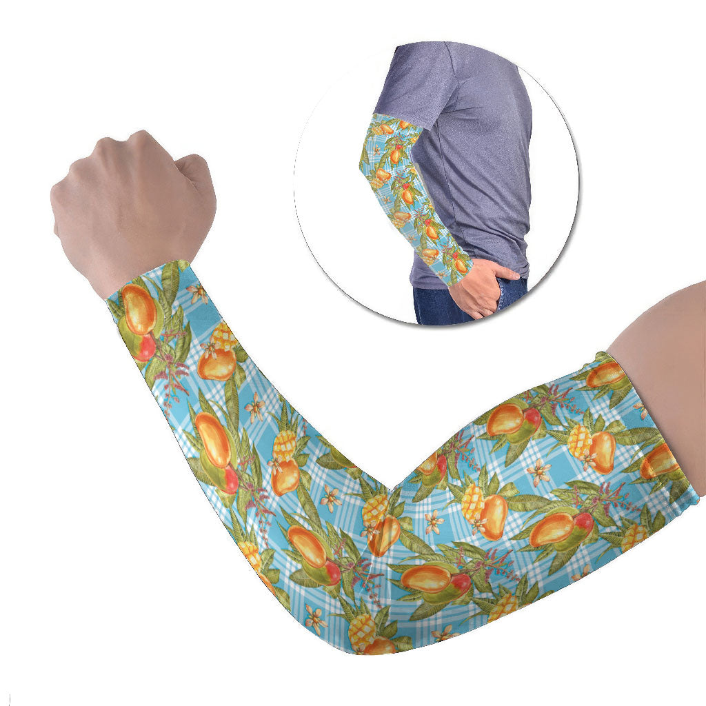 Vintage Hawaii Mango Arm Sleeves Blue Hawaiian Palaka