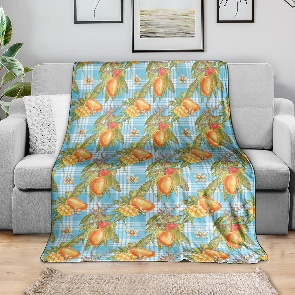 Vintage Hawaii Mango Blanket Blue Hawaiian Palaka