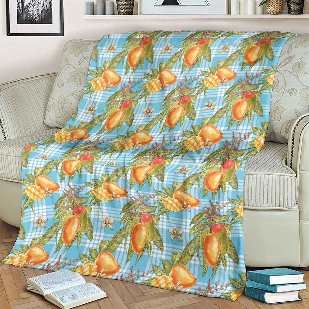 Vintage Hawaii Mango Blanket Blue Hawaiian Palaka
