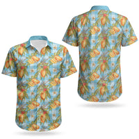 Vintage Hawaii Mango Couples Matching Mermaid Dress and Hawaiian Shirt Blue Hawaiian Palaka