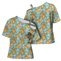 Vintage Hawaii Mango Cross Shoulder Shirt Blue Hawaiian Palaka