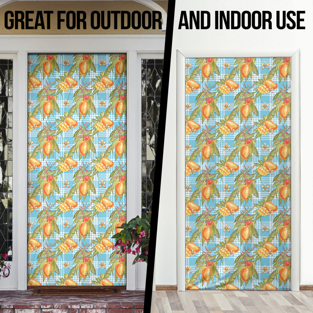 Vintage Hawaii Mango Door Cover Blue Hawaiian Palaka