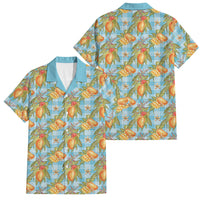 Vintage Hawaii Mango Family Matching Puletasi and Hawaiian Shirt Blue Hawaiian Palaka