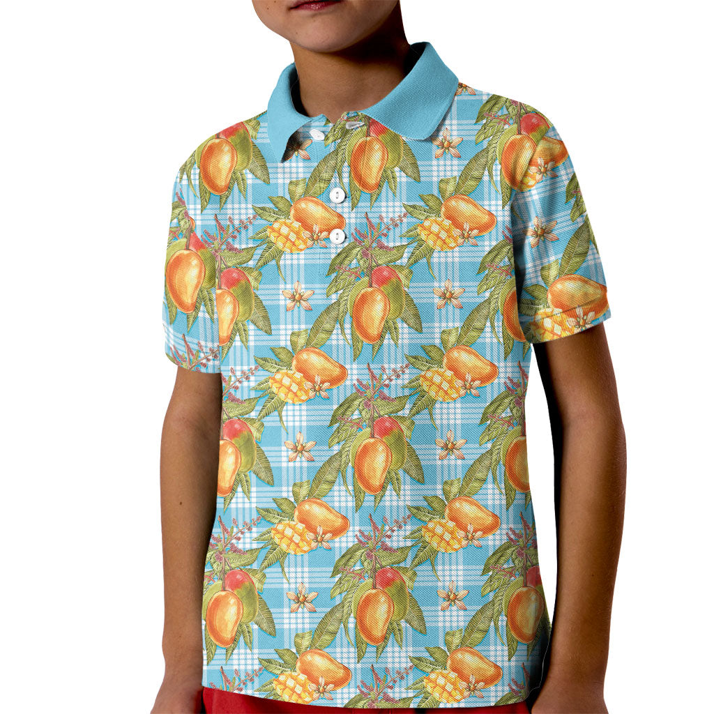 Vintage Hawaii Mango Kid Polo Shirt Blue Hawaiian Palaka