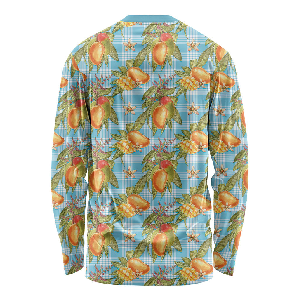 Vintage Hawaii Mango Long Sleeve Shirt Blue Hawaiian Palaka