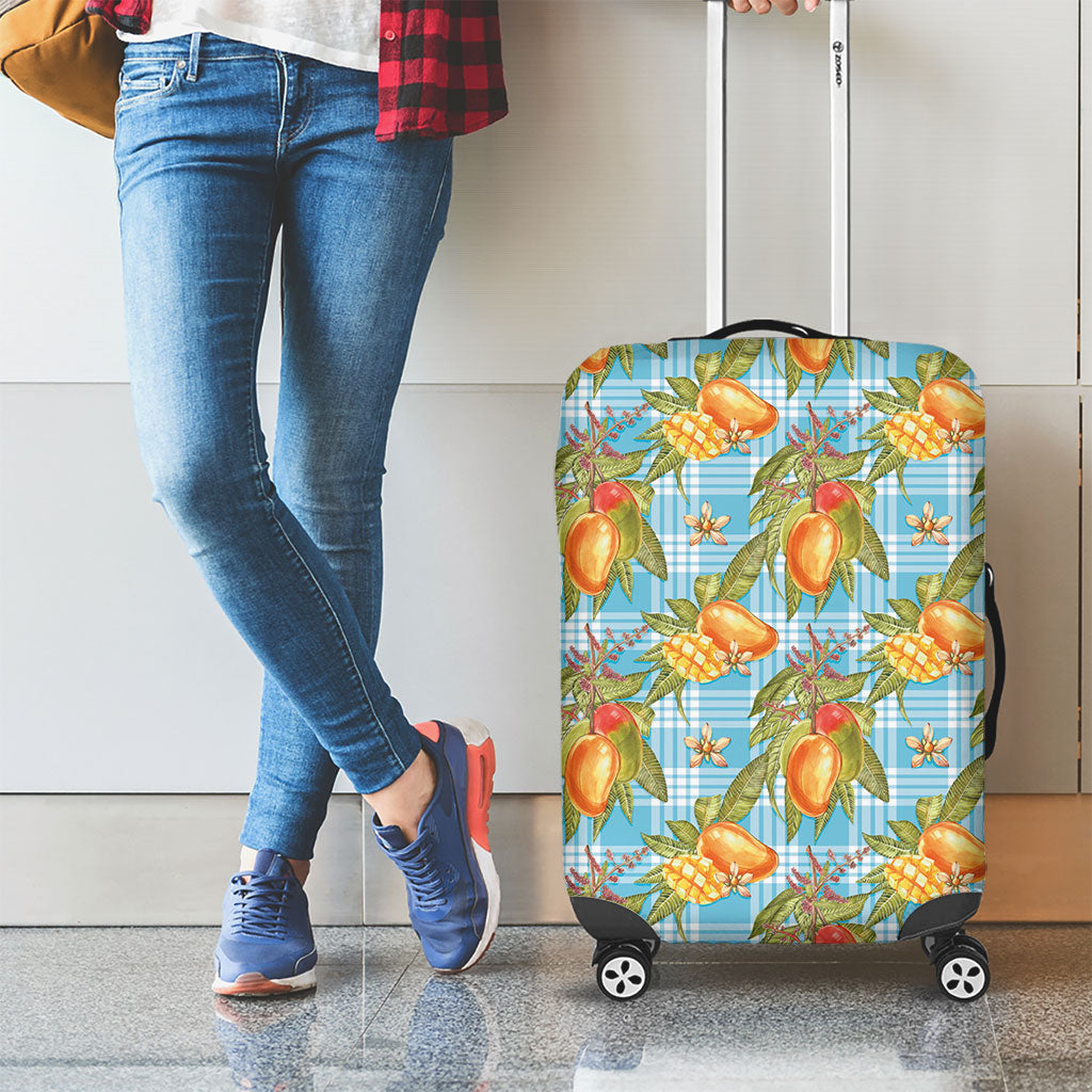 Vintage Hawaii Mango Luggage Cover Blue Hawaiian Palaka