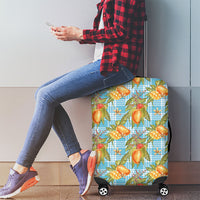 Vintage Hawaii Mango Luggage Cover Blue Hawaiian Palaka