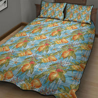 Vintage Hawaii Mango Quilt Bed Set Blue Hawaiian Palaka