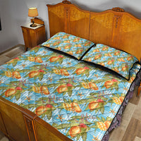 Vintage Hawaii Mango Quilt Bed Set Blue Hawaiian Palaka