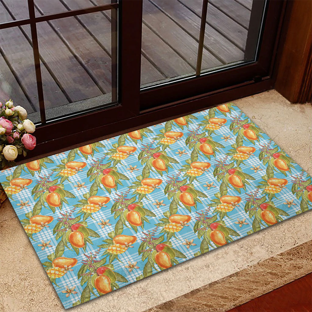 Vintage Hawaii Mango Rubber Doormat Blue Hawaiian Palaka