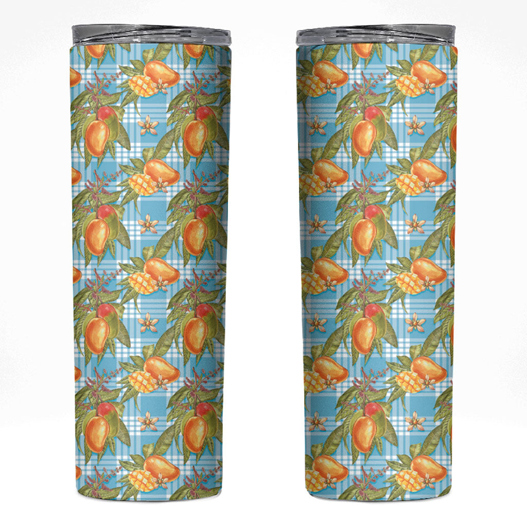 Vintage Hawaii Mango Skinny Tumbler Blue Hawaiian Palaka