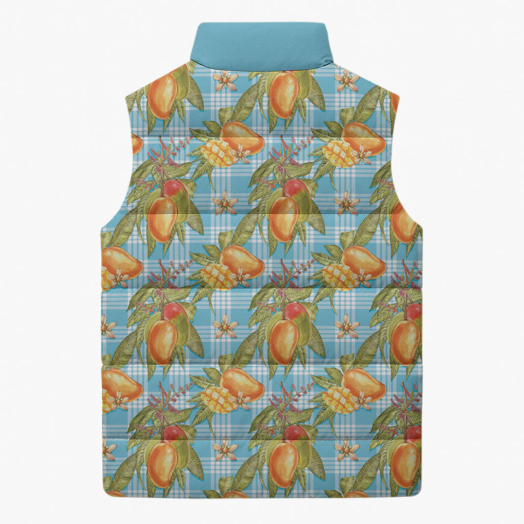 Vintage Hawaii Mango Sleeveless Puffer Jacket Blue Hawaiian Palaka