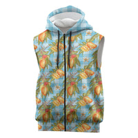Vintage Hawaii Mango Sleeveless Zip Hoodie Blue Hawaiian Palaka