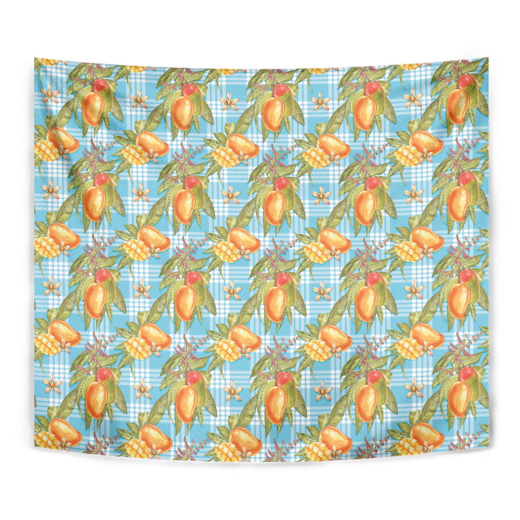 Vintage Hawaii Mango Tapestry Blue Hawaiian Palaka