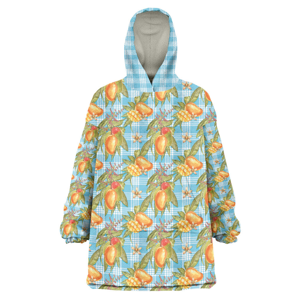 Vintage Hawaii Mango Wearable Blanket Hoodie Blue Hawaiian Palaka