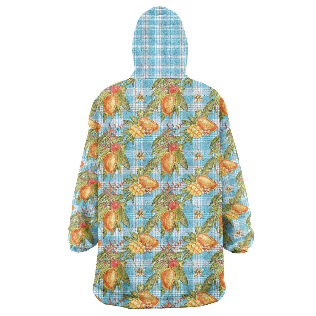 Vintage Hawaii Mango Wearable Blanket Hoodie Blue Hawaiian Palaka