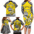 Personalised Happy Niue Constitution Day Family Matching Long Sleeve Bodycon Dress and Hawaiian Shirt Niuean Crab Hiapo Pattern Yellow Version