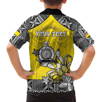 Personalised Happy Niue Constitution Day Family Matching Puletasi and Hawaiian Shirt Niuean Crab Hiapo Pattern Yellow Version LT05 - Polynesian Pride