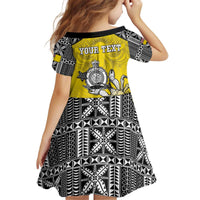 Personalised Happy Niue Constitution Day Family Matching Puletasi and Hawaiian Shirt Niuean Crab Hiapo Pattern Yellow Version LT05 - Polynesian Pride