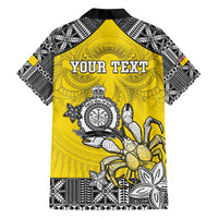 Personalised Happy Niue Constitution Day Family Matching Puletasi and Hawaiian Shirt Niuean Crab Hiapo Pattern Yellow Version LT05 - Polynesian Pride