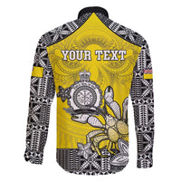 Personalised Happy Niue Constitution Day Family Matching Puletasi and Hawaiian Shirt Niuean Crab Hiapo Pattern Yellow Version LT05 - Polynesian Pride