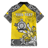 Personalised Happy Niue Constitution Day Family Matching Summer Maxi Dress and Hawaiian Shirt Niuean Crab Hiapo Pattern Yellow Version