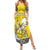 Personalised Happy Niue Constitution Day Family Matching Summer Maxi Dress and Hawaiian Shirt Niuean Crab Hiapo Pattern Yellow Version