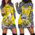 Personalised Happy Niue Constitution Day Hoodie Dress Niuean Crab Hiapo Pattern Yellow Version