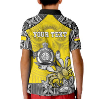Personalised Happy Niue Constitution Day Kid Polo Shirt Niuean Crab Hiapo Pattern Yellow Version LT05 - Polynesian Pride