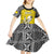 Personalised Happy Niue Constitution Day Kid Short Sleeve Dress Niuean Crab Hiapo Pattern Yellow Version