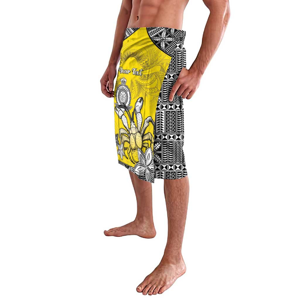 Personalised Happy Niue Constitution Day Lavalava Niuean Crab Hiapo Pattern Yellow Version