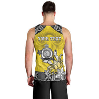 Personalised Happy Niue Constitution Day Men Tank Top Niuean Crab Hiapo Pattern Yellow Version