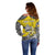 Personalised Happy Niue Constitution Day Off Shoulder Sweater Niuean Crab Hiapo Pattern Yellow Version